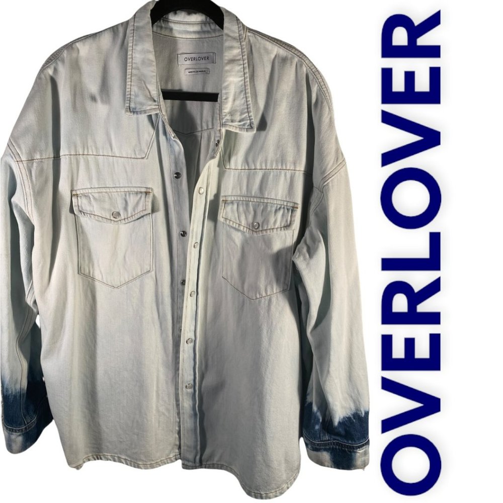 OVERLOVER LA LIGHT DENIM TIE DYE CUFF SHIRT (L)